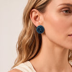 Cargar imagen en el visor de la galería, Aretes Topo Artesanal Azul Grande