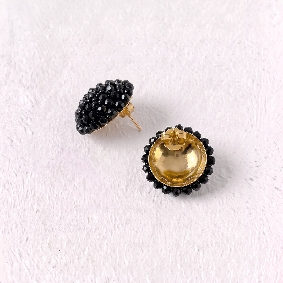 Aretes Topo Artesanal Negros Grande