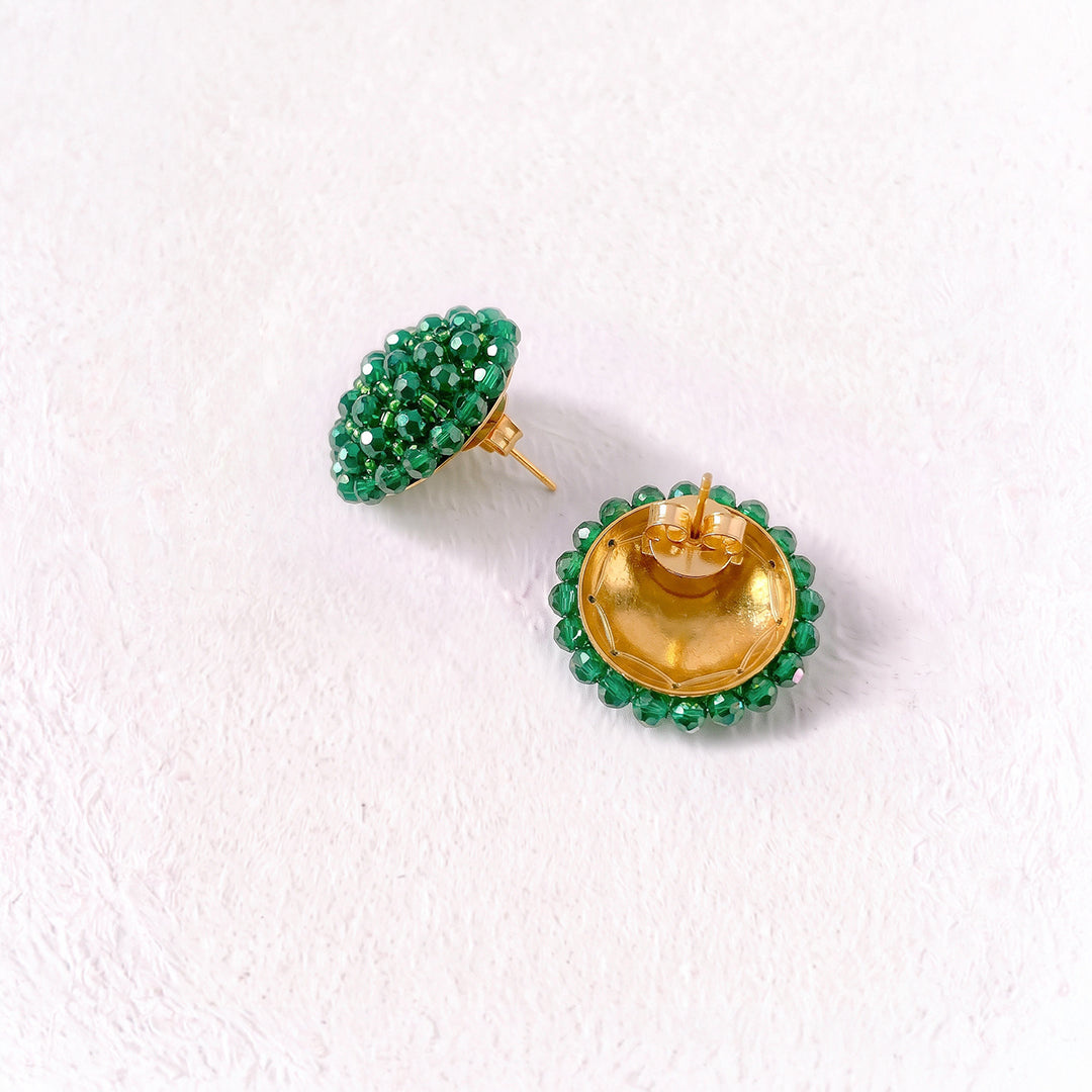 Aretes Topo Artesanal Esmeralda Pequeño