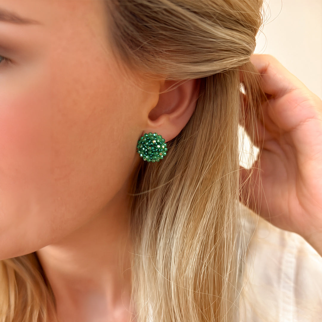 Aretes Topo Artesanal Esmeralda Pequeño