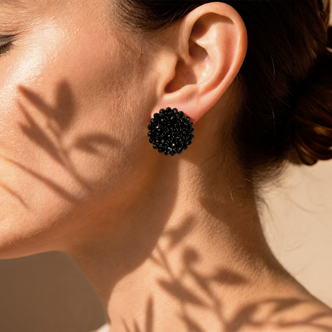 Aretes Topo Artesanal Negros Grande