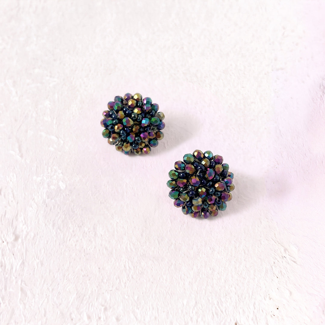 Aretes Topo Artesanal Iridiscente Pequeño