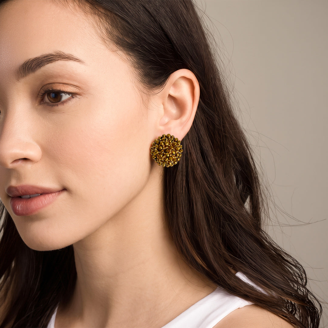 Aretes Topo Artesanal Dorado Grande