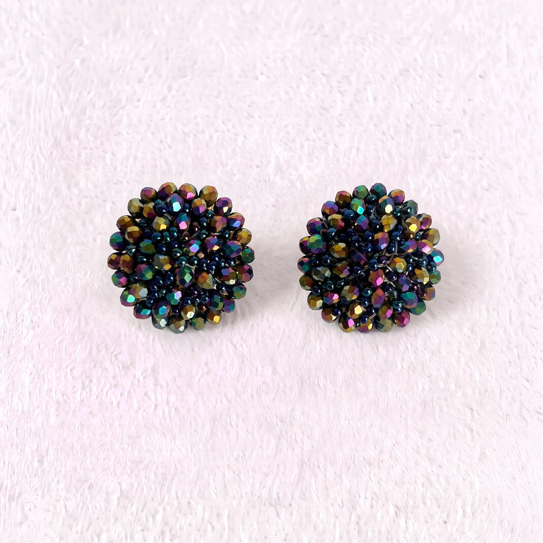 Aretes Topo Artesanal Negros Grande