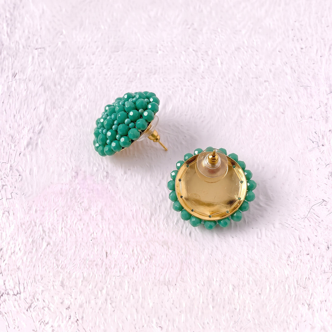 Aretes Topo Artesanal Agua Marina Grande