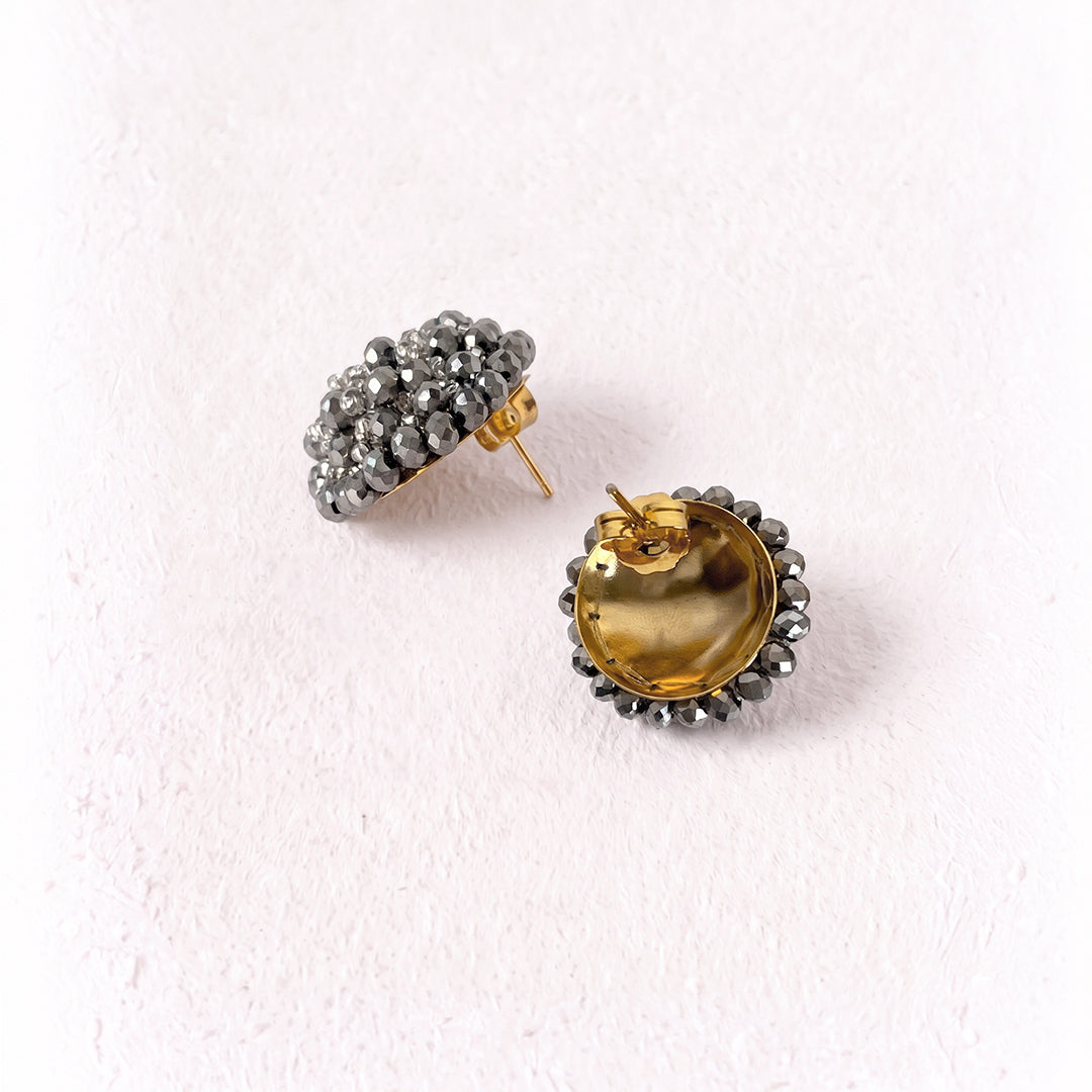 Aretes Topo Artesanal Gris Grande