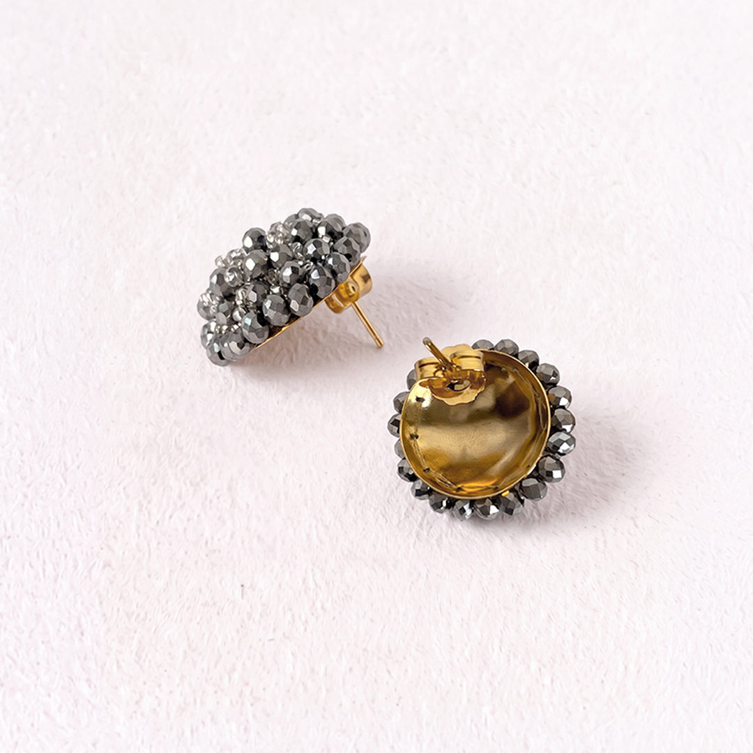 Aretes Topo Artesanal Gris Grande