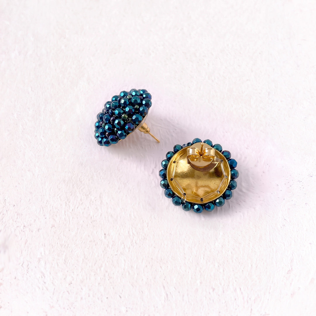 Aretes Topo Artesanal Azul Pequeño