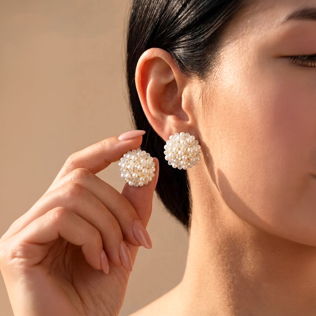 Aretes Topo Artesanal Perla Grande