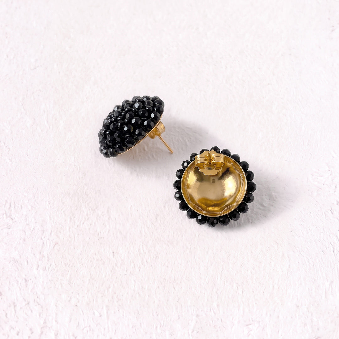 Aretes Topo Artesanal Negros Grande
