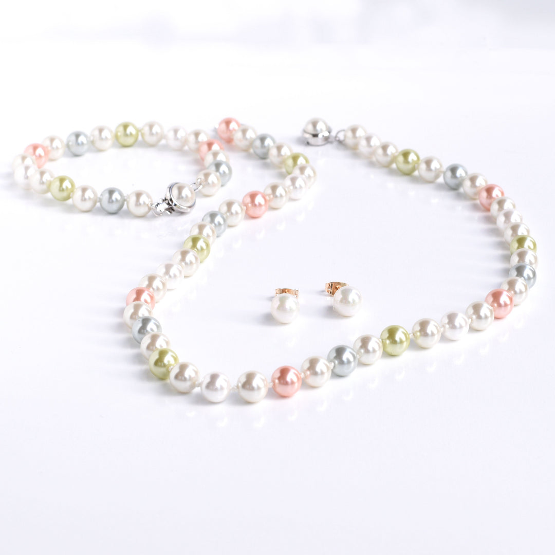 Collar Perla Mallorca Trío Pastel 8mm