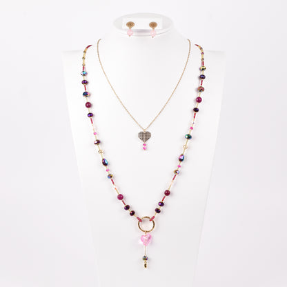 Collar Piedra Natural Pink Heart