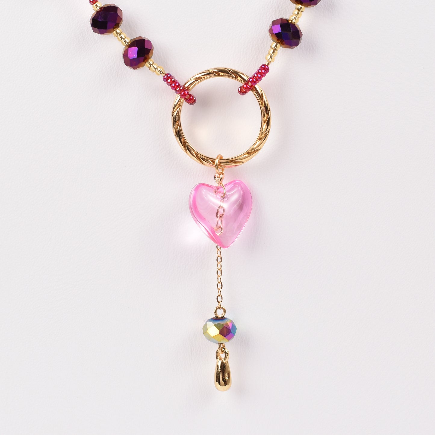 Collar Piedra Natural Pink Heart