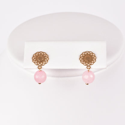 Collar Piedra Natural Pink Heart